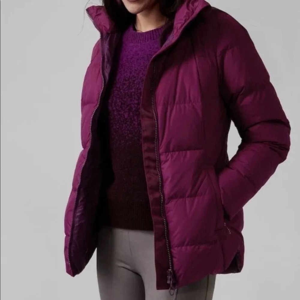 Athleta Downtown Down Puff Fuchsia Jacket